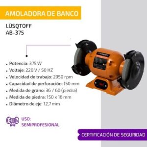 AMOLADORA DE BANCO LUSQTOFF AB-375 2950 RPM 375W (R)