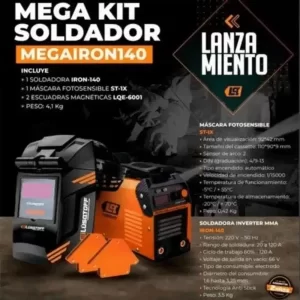 SOLDADORA IRON140 CON KIT DE MASCARA Y ESCUADRAS LUSQTOFF (R)