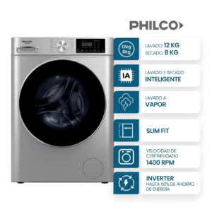 LAVASECARROPAS PHILCO PHLS128-2GSN 12/8KG (R)