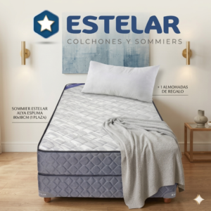 SOMMIER ESTELAR ESPUMA 80X18CM - 1 PLAZA + ALMOHADAS (R)