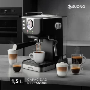 CAFETERA ESPRESSO SUONO VINTAGE CON VAPORIZADOR NEGRO HOG0392NEG (R)