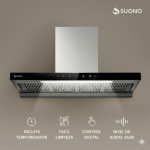 CAMPANA EXTRACTORA SUONO ACERO 200W CON LUZ LED Y CONTROL TÁCTILHOG0418ACE (R)