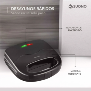 WAFLERA CUADRADA SUONO ANTIADHERENTE 750W NEGRO HOG0227NEG (R)